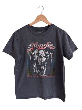 Blondie Band Concert Graphic T Shirt Short Sleeve Gray Unisex Size M